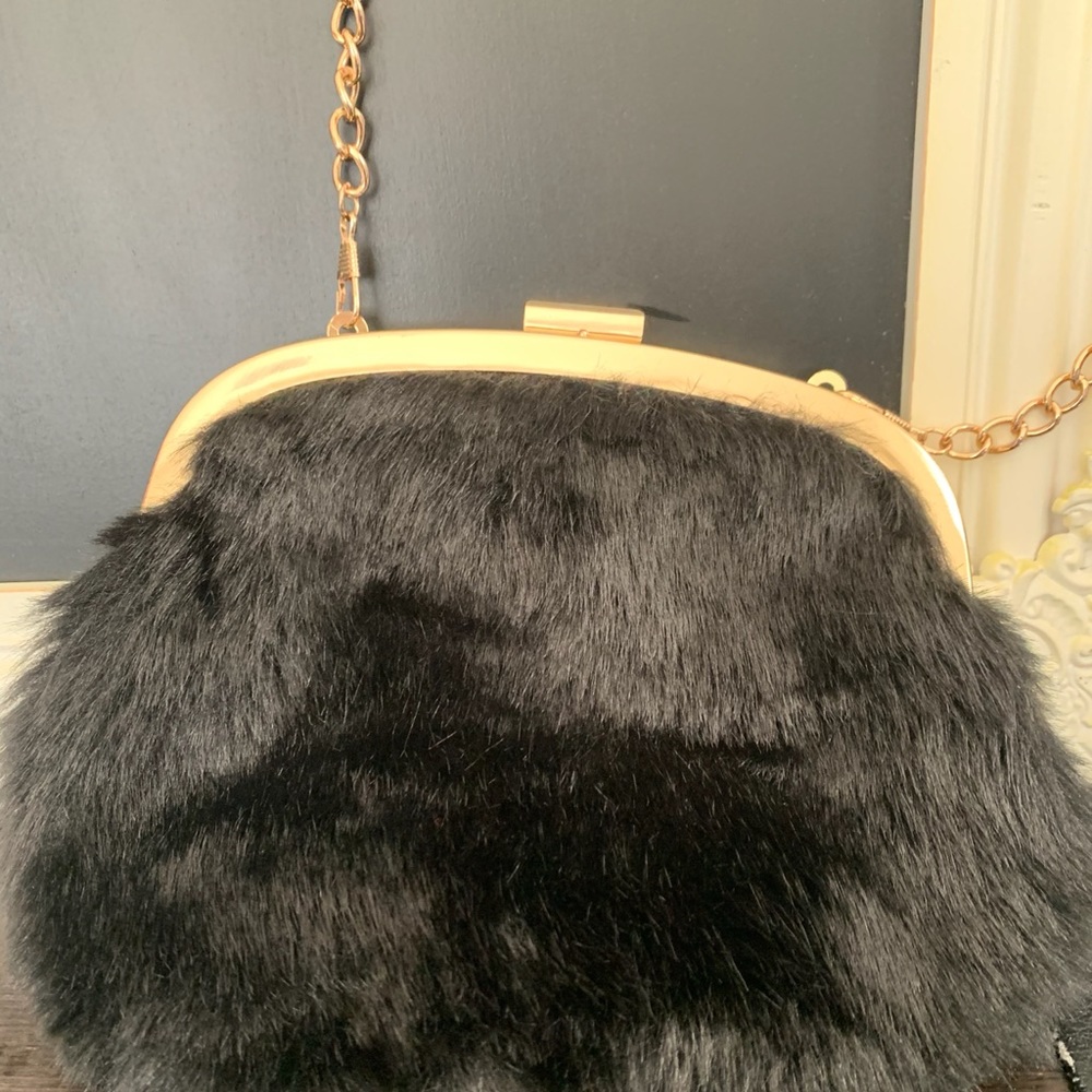 Almost new! Black Faux Fur Handbag